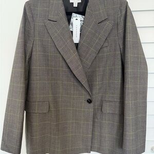 NWT Topshop Plaid Blazer Windowpane US 8 Oversized